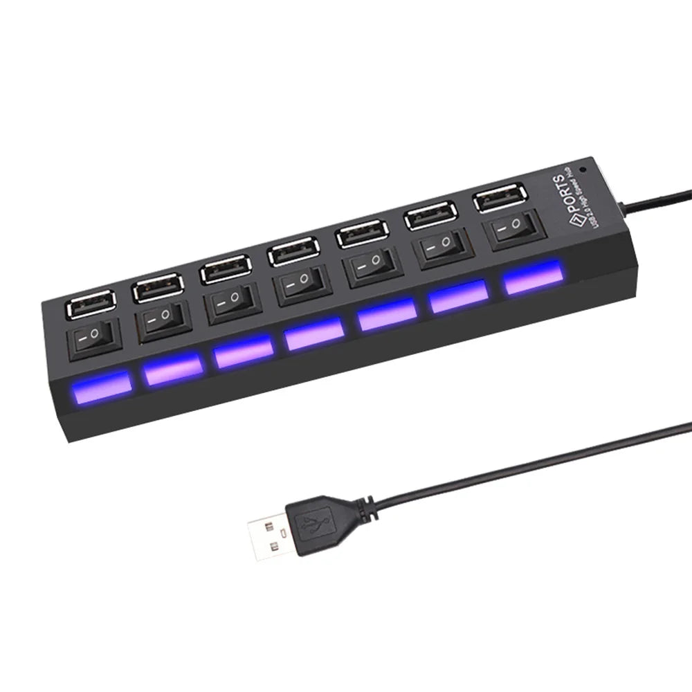 SmartPort Hub USB 2.0 con 4/7 puertos, interruptores individuales