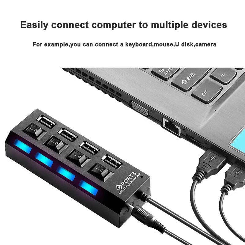 SmartPort Hub USB 2.0 con 4/7 puertos, interruptores individuales