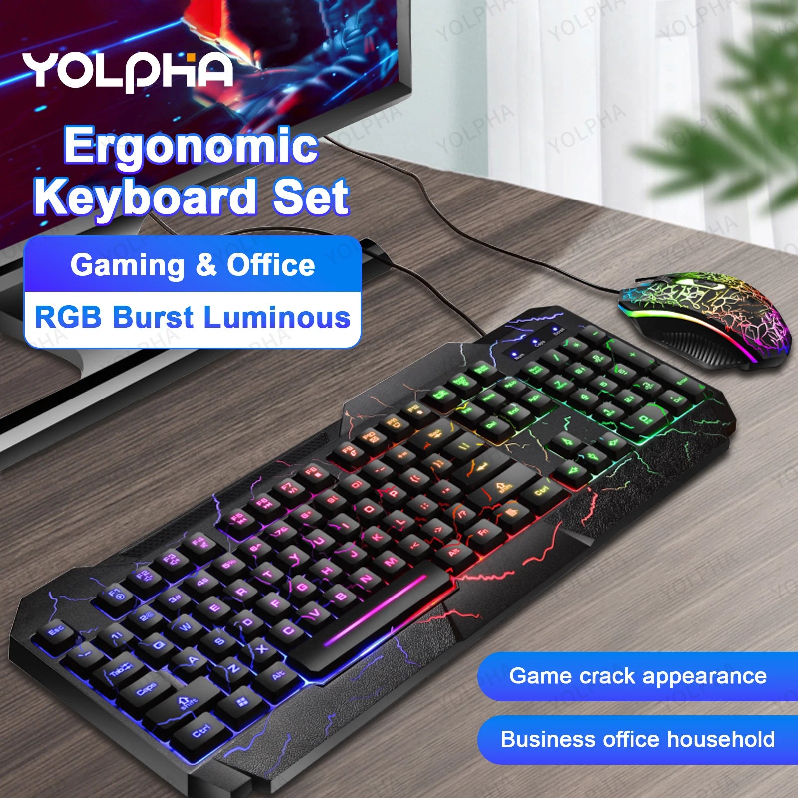 YOLPHA Kit de teclado y raton gamer